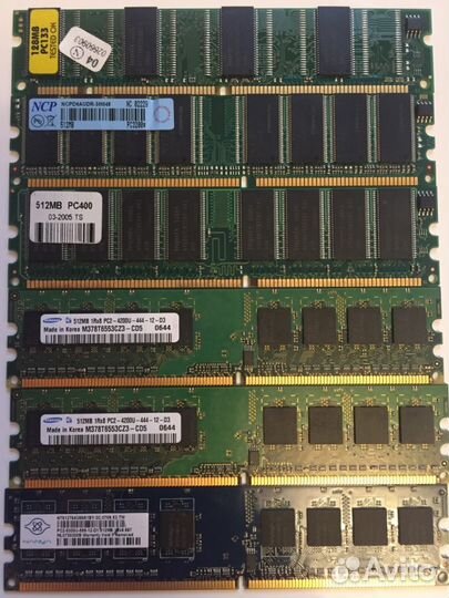 Память разная DDR1 128, 512 DDR2 512Mb 1GB