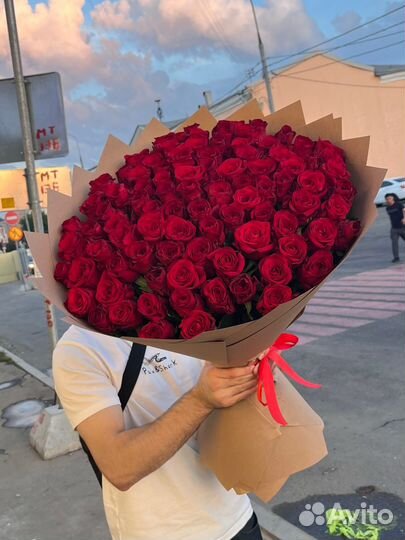 Букет из 101 Роз 70 см / Цветы Розы