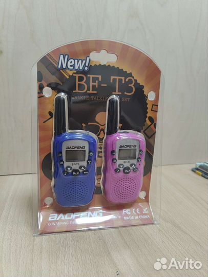 Рации детские 2 шт Baofeng BF-T3 -синяя розовая