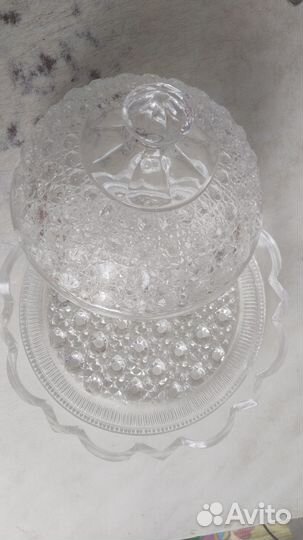 Масленка хрустальная с крышкой СССР