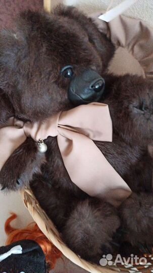 Мишка натуральный мех,кожа