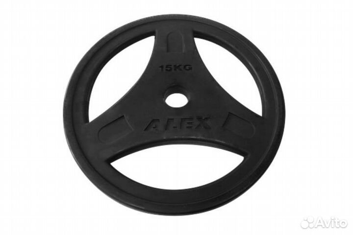 P-ROB-15 KG-alex диск олимпийский черный. 3 отв