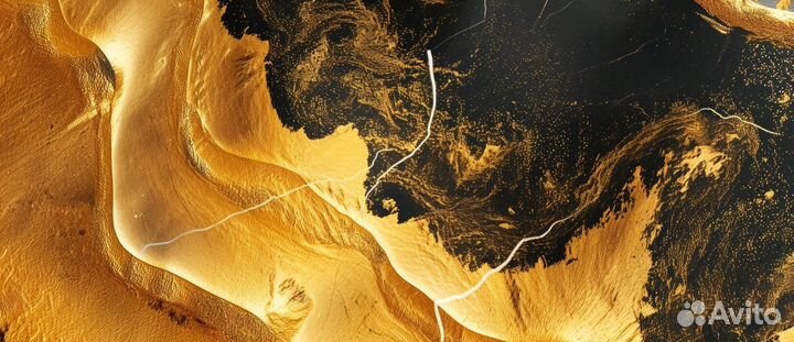 Текстурная картина абстракция в офис Золотые волны