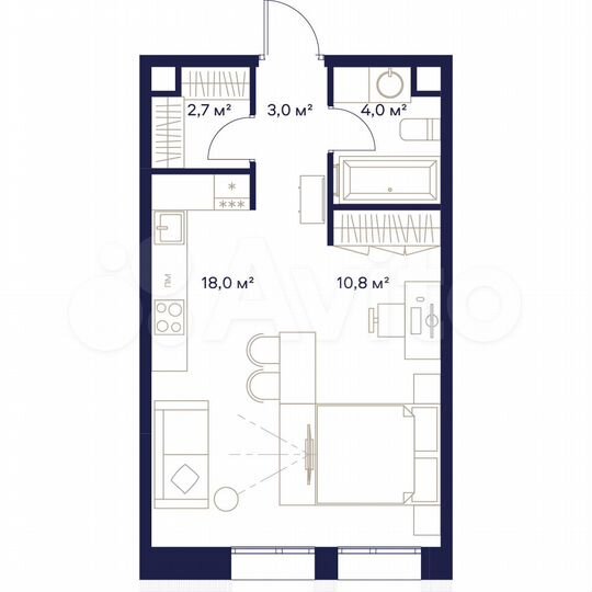 1-к. квартира, 38,4 м², 2/23 эт.