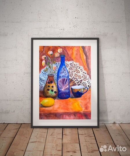 Картина «Натюрморт с лимоном», акварель 30*40