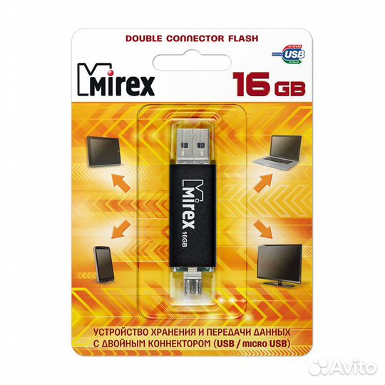Флеш карта Mirex SMART Черный USB/microUSB 16GB