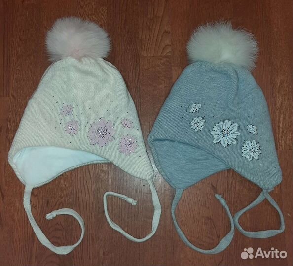 Шапки для девочек двойняшек 52-54