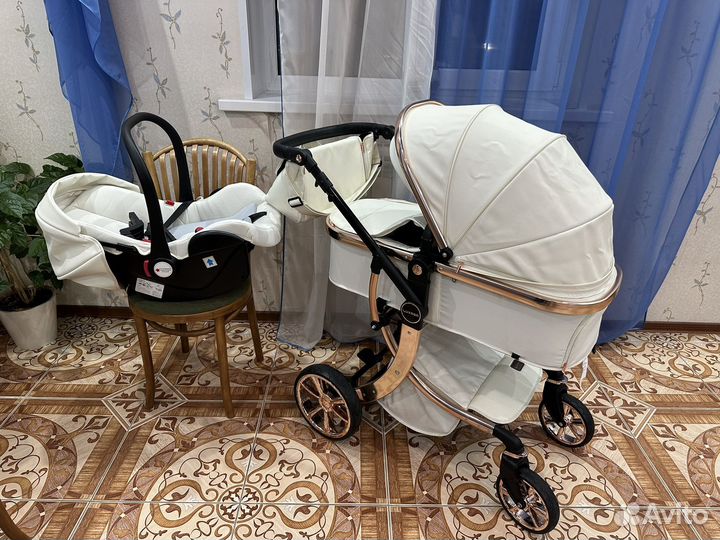 Детская коляска 3 в 1 из эко кожи