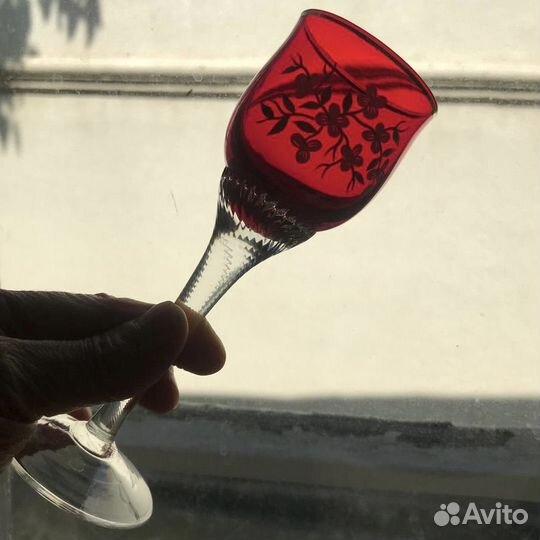 Рюмки из цветного стекла, Богемия, 6 штук