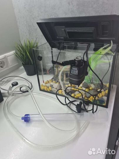 Аквариум+сифон+фильт+градусник+декор