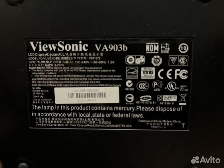 Монитор viewsonic VA903-3Series 75 герц 1280х1024