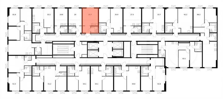 Квартира-студия, 23,7 м², 2/33 эт.