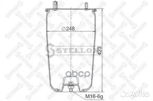 Пневмоподушка без стак. h423 1шп.M12