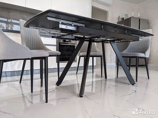 Кухонный стол керамический под черный мрамор
