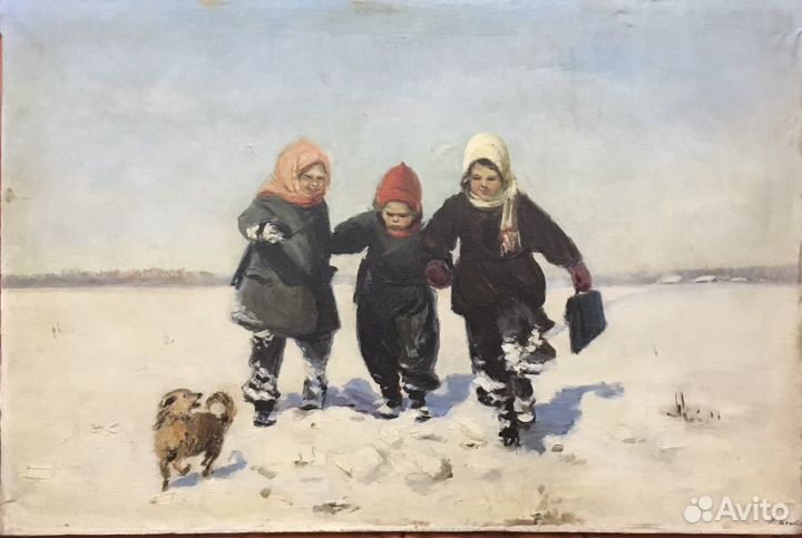 Картина «На прогулке», соцреализм, 1950-е г.г