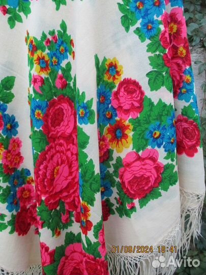 Платок (шаль) павловопосадский, СССР, винтаж