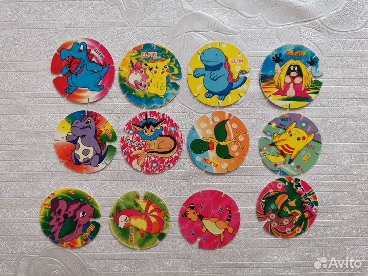 Фишки Сотки Кепсы Покемон Pokemon пластик из 90-х