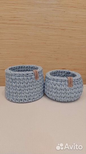 Вязаные корзинки ручной работы