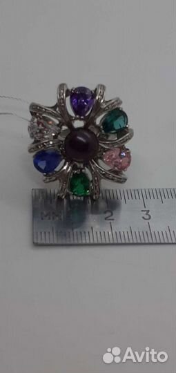 Серебрянок кольцо ручной работы с фианитами