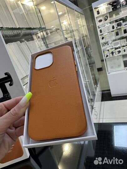 Чехол для iPhone 14 pro max кожаный