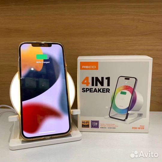 Колонка с беспроводной зарядкой 4в1