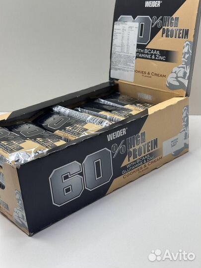 Упаковка Weider 60% Protein bar 45 г из Европы