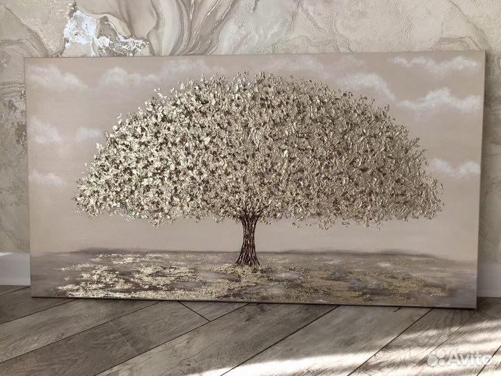 Большая картина маслом Золотое дерево благополучия