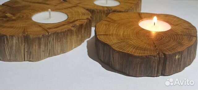 Подсвечник из спила дерева