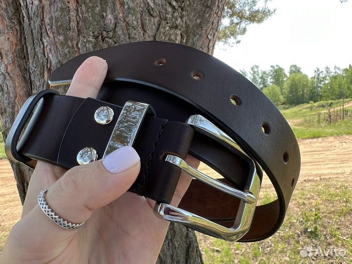 Кожаный ремень ручной работы 40мм