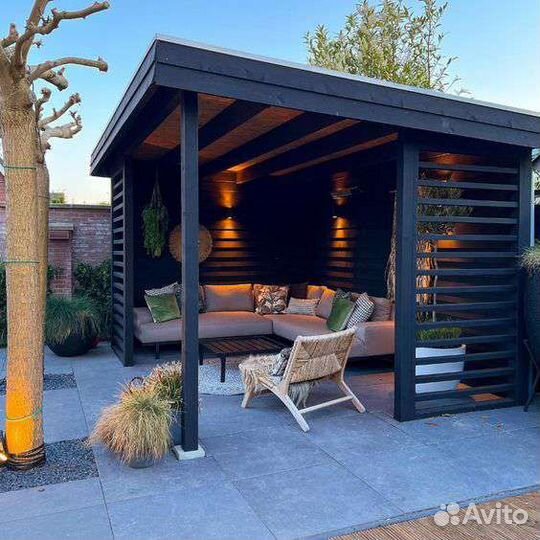 Беседка дерево металл