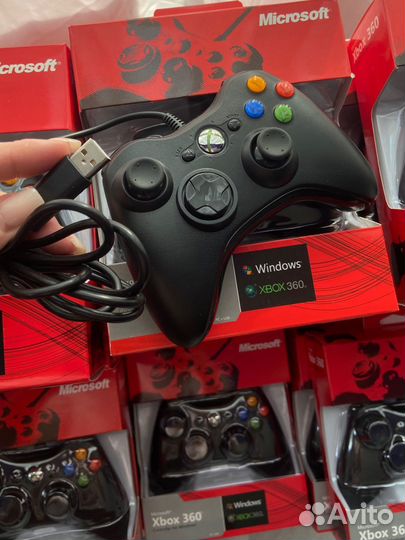 Геймпад xbox 360 проводной черный
