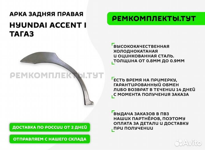 Арка задняя Hyundai Accent Тагаз правая