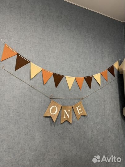 Гирлянда, растяжка one, декоративные прищепки