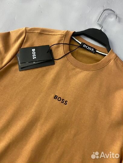 Свитшот Hugo Boss коричневый мужской