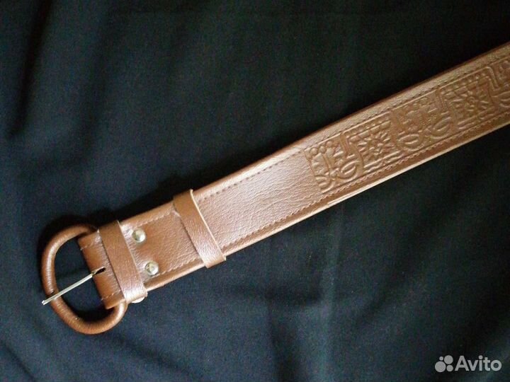 Кожаный ремень с теснением, винтаж, СССР