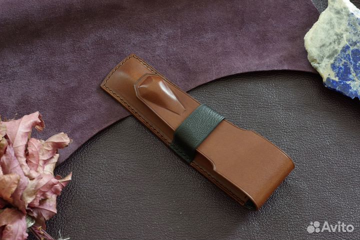 Чехол для ручки, карандаша. Кожа. Handmade