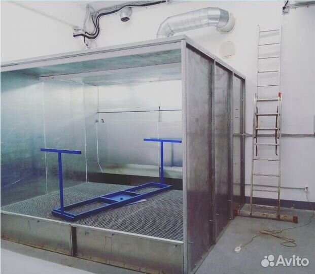 Покрасочная камера с водяной завесой и полом
