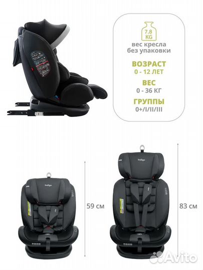 Автокресло Indigo MAX-X Isofix 0-36 кг