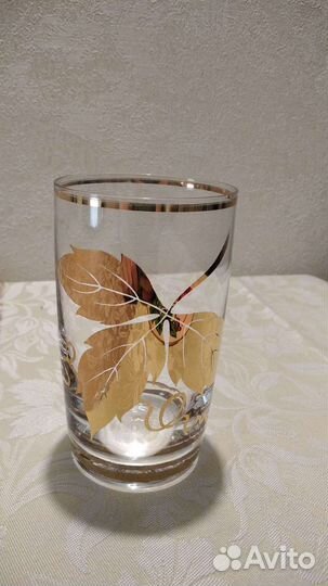 Стакан чешское стекло 4 шт., позолота