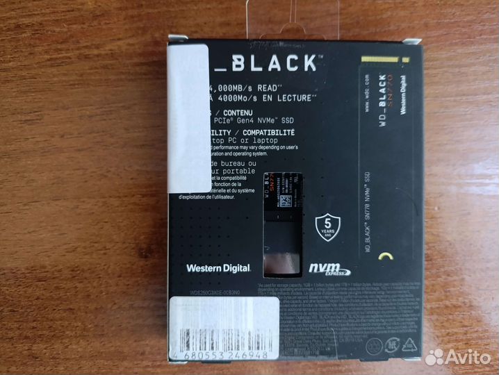 SSD M2 накопитель WD black SN770 250 Gb