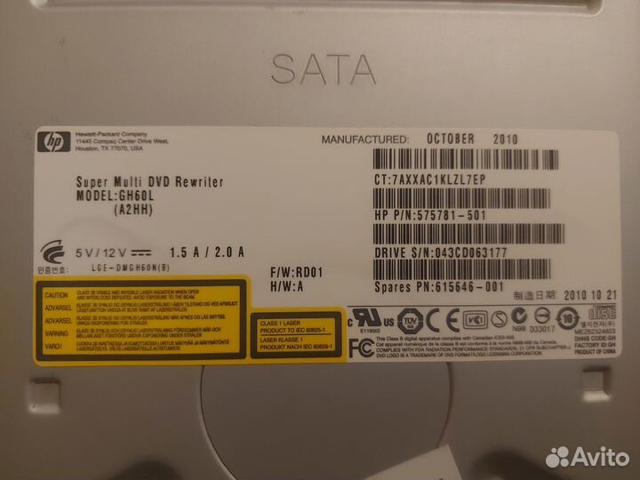 Привод DVD-RW Hewlett-Packard GH60L