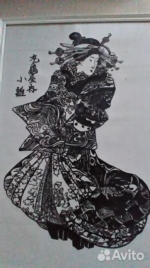 Картина на ткани-Японка(ручная работа)