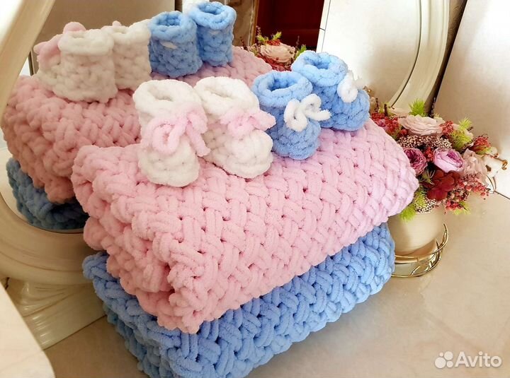 Плед детский вязаный ручная работа