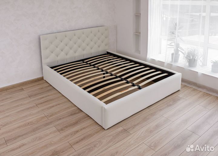 Кровать 160х200 велюр слоновая кость Барокко