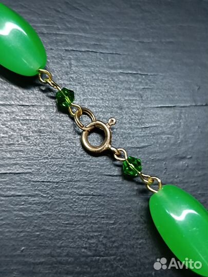 Урановые бусы цепь.Стекло. Винтаж