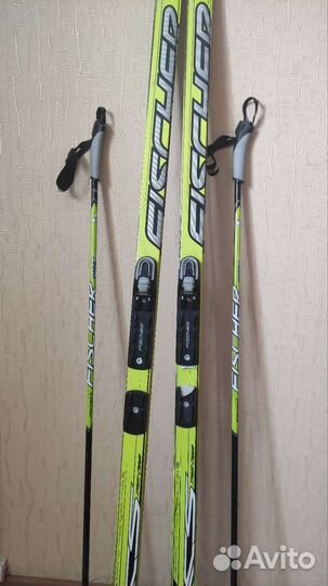 Лыжи беговые fisher классические 170, палки 115
