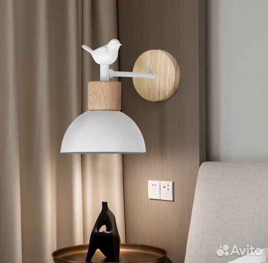 Светильник настенный бра белое Птичка