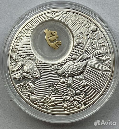 2 доллара Ниуэ Золотая рыбка на удачу 2013 серебро