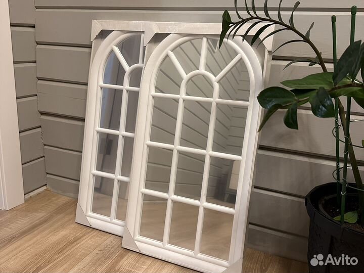 Зеркало арочное окно 2 шт белое 71*38 см