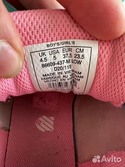 Теннисные кроссовки kswiss детские 37,5